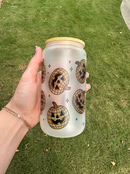 Pumpkin Disco Soda Can Glass