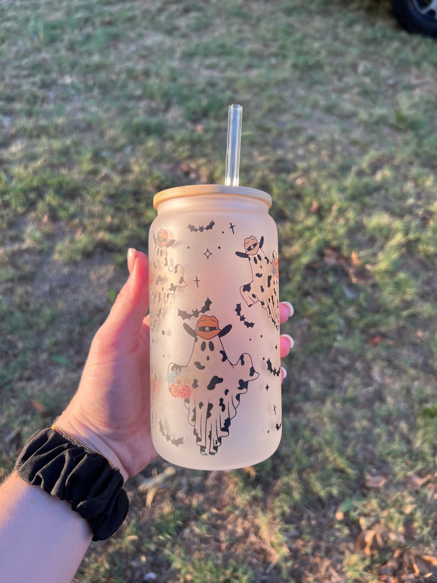 Cowboy Ghosts Frosted Soda Can Glass