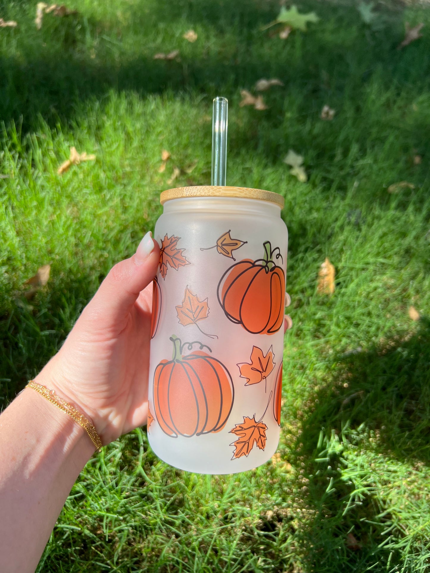 Pumpkins Soda Can Glass