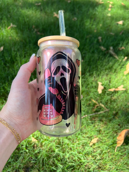 Scream Pink Shimmer Soda Can Glass