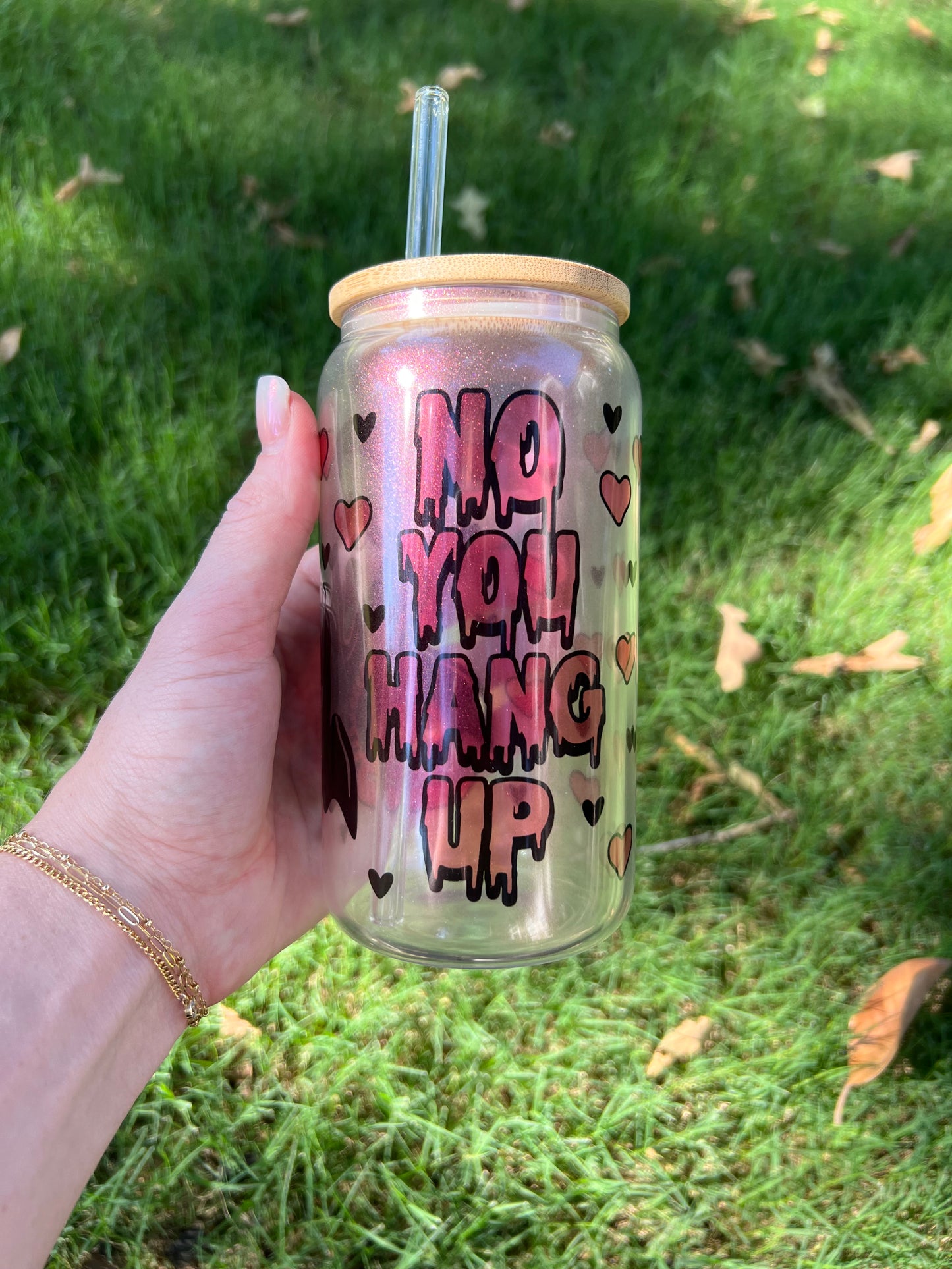 Scream Pink Shimmer Soda Can Glass