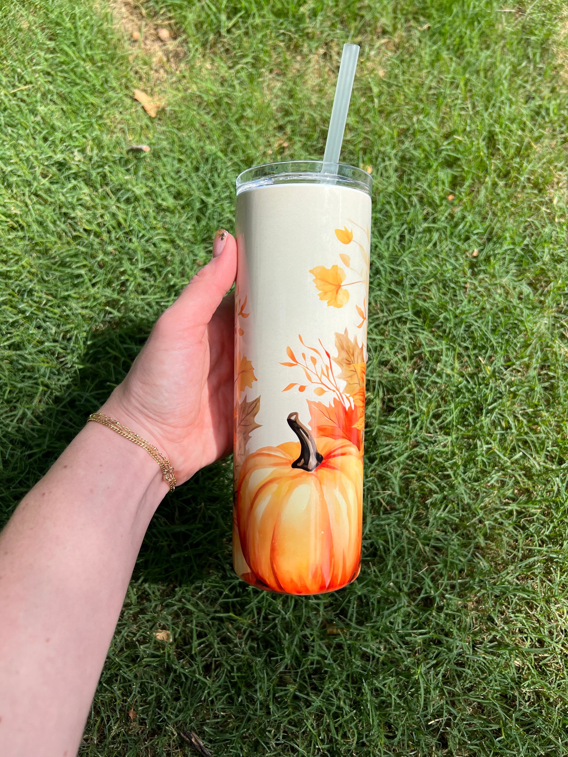 Pumpkin Fall Themed Engraved 20oz Skinny Tumbler – Sunny Box