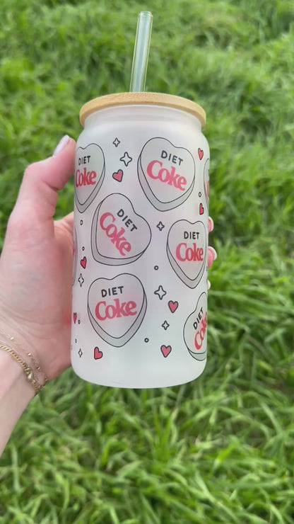 Diet Coke Hearts Soda Can Glass