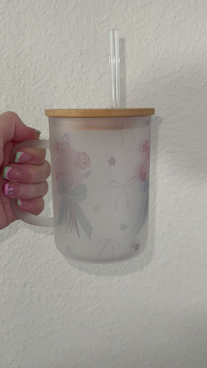 Girly Bouquet Glass Coffee Mug