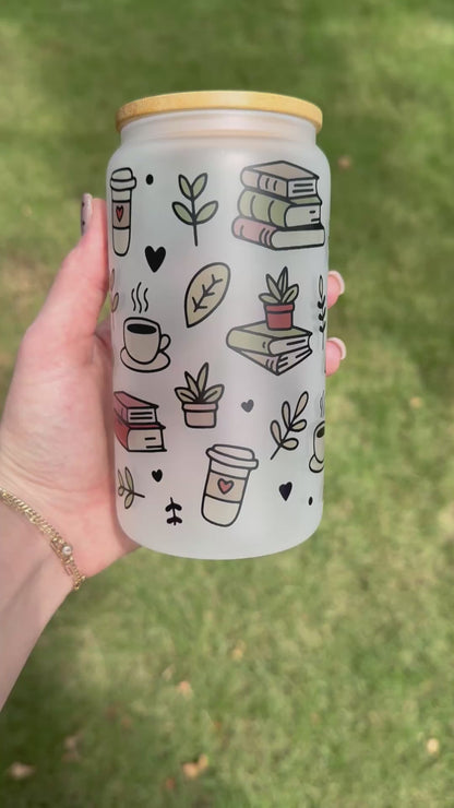 Books and Coffee Soda Can Glass