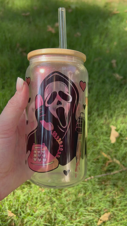 Scream Pink Shimmer Soda Can Glass